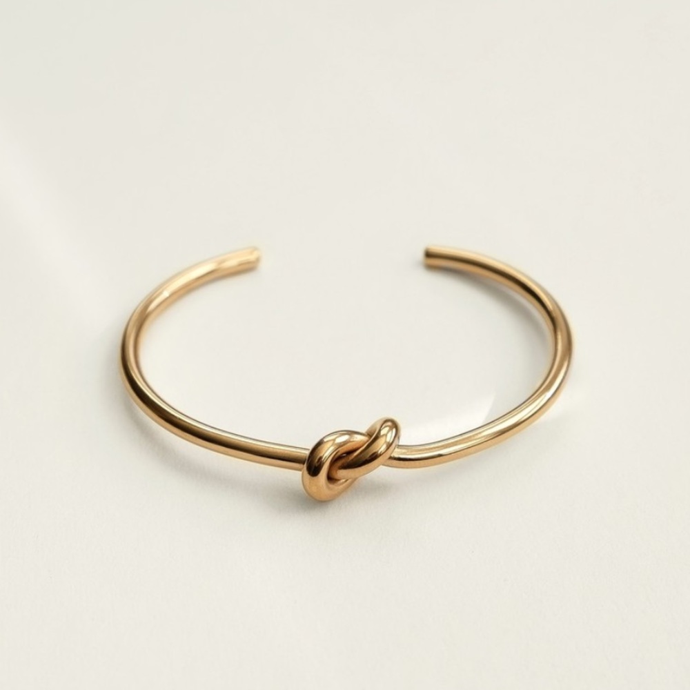 Knot Bangle Bracelet | Gold Rose Plated Stainless steel - Picture 4 of 4